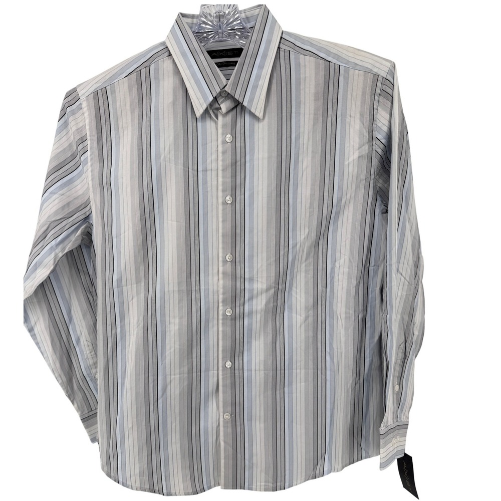 AXIST Shirt Mens Large L Striped Long Sleeve Dress City Dressing 100% Cotton New